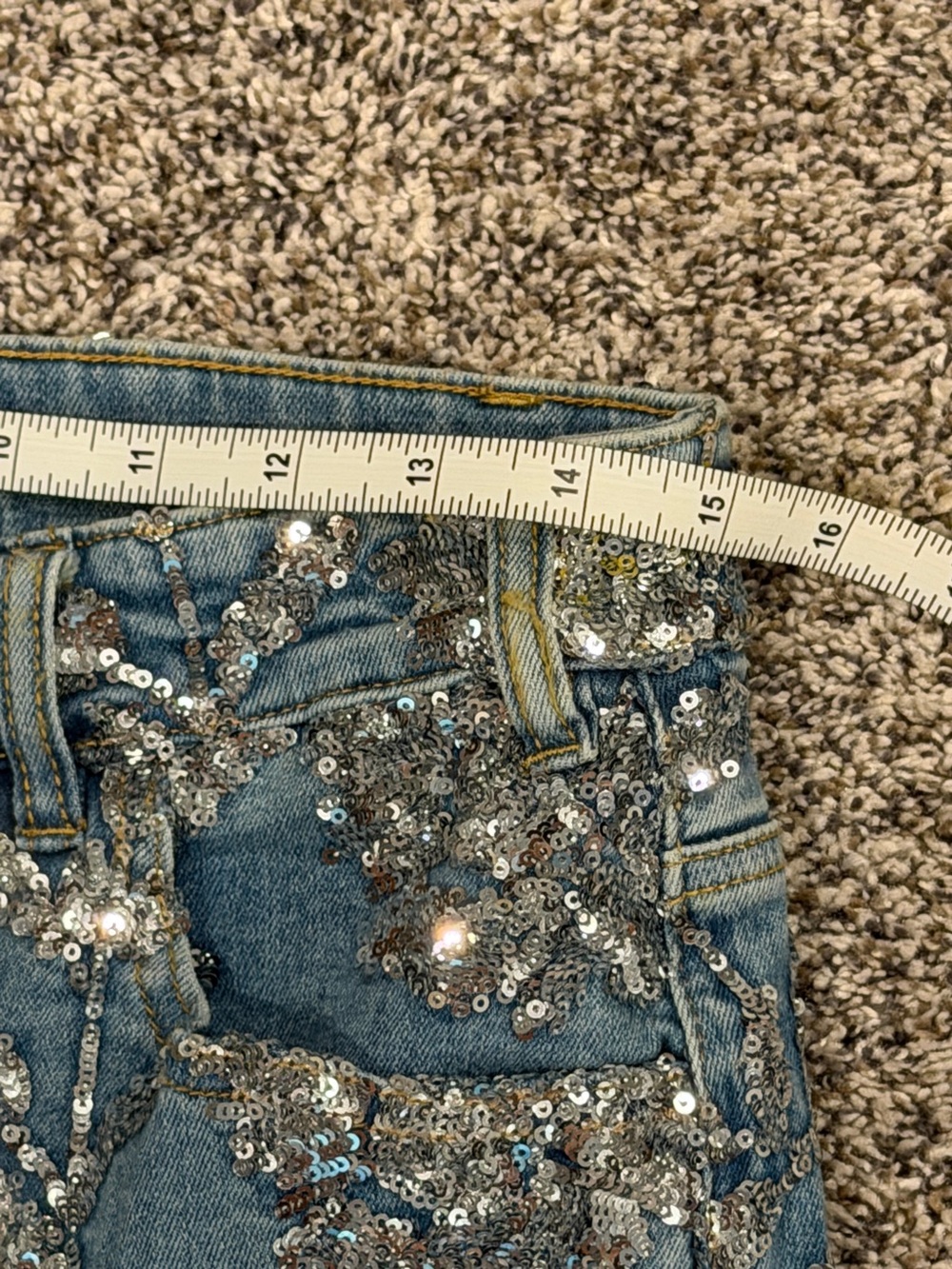 Boston Proper Sequin Embellished Blue Women’s Jeans - Picture 6 of 9